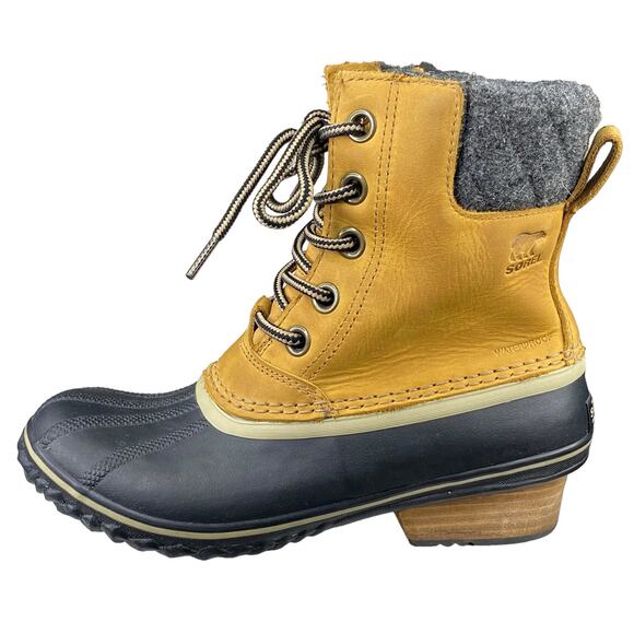 Sorel Women's Slimpack Tan Leather Lace II Duck Boot Size US 7 - Picture 3 of 10